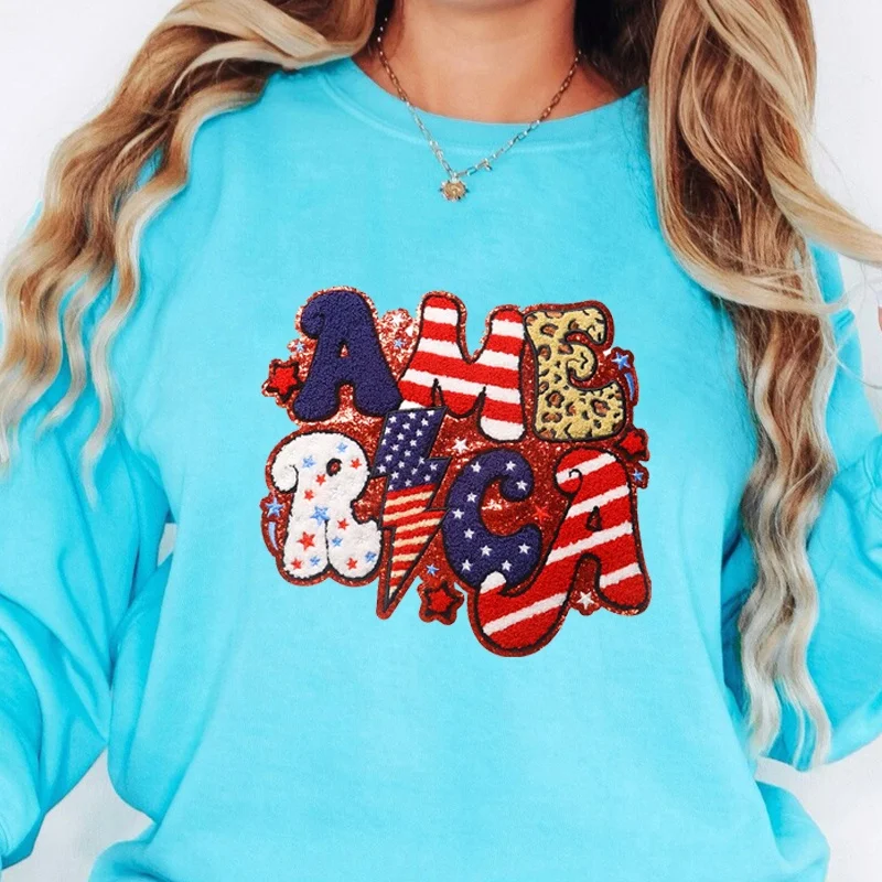 Wholesale Embroidery Three Hearts With Star Stripe Leopard Logo Patch Iron On July 4th Independent Day Us Love Chenille Patches