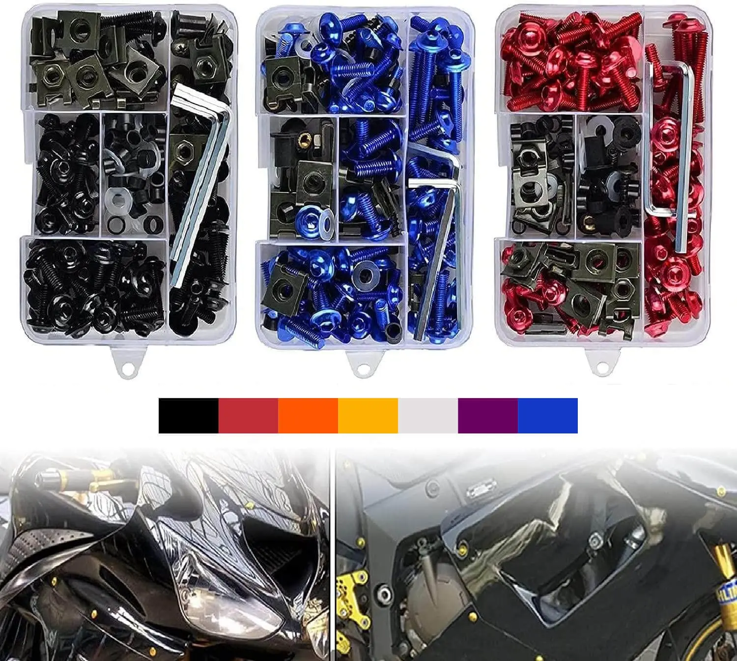 Motorcycle Windscreen Screws Colorful Fasteners Fairing Bolts Nut Clips Kit for Kawasak Suzuki Honda Ducati BMW