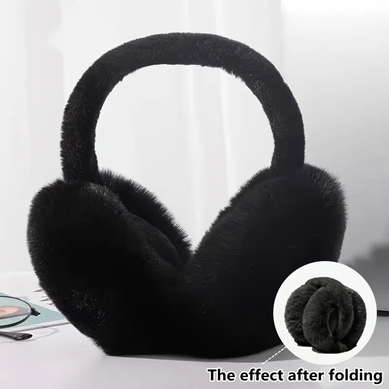 Women and Girls Winter Warm Plush Earmuffs Solid Color Foldable and Soft Comfortable Thick Ear Warmer