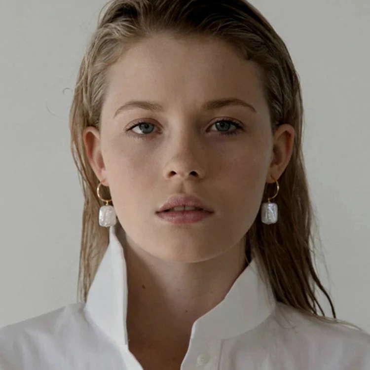 Rainbow color beautiful sheen cultured baroque natural pearl earrings fresh water mother of pearl dangle drop earrings women