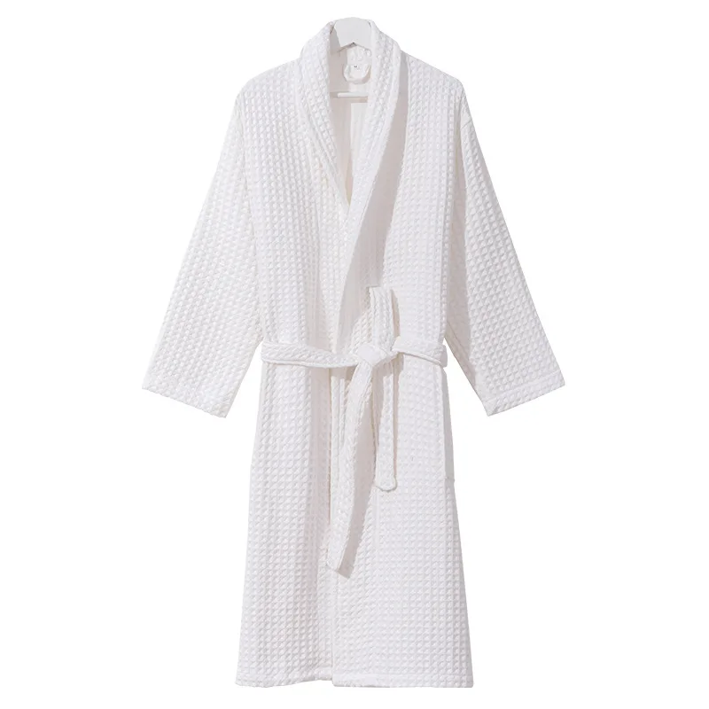 100%Cotton Waffle Kimono Robes Unisex Lovers Soft Bath Robe Men&Women Nightrobe Sleepwear Male Casual Home Bathrobe
