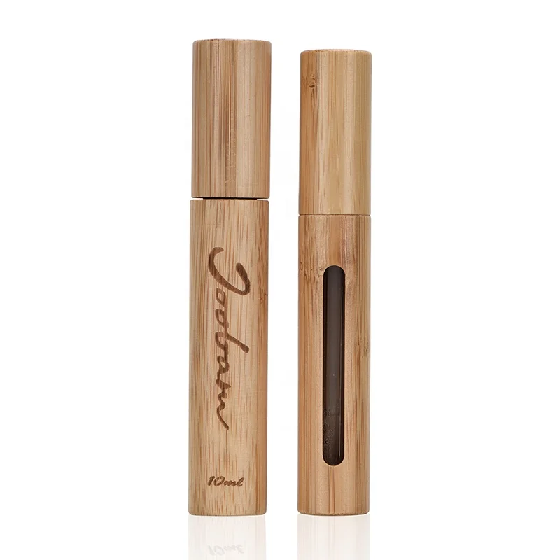 hot sale custom logo 10ml natural cosmetic packaging bamboo mascara tube empty mascara tube with brush