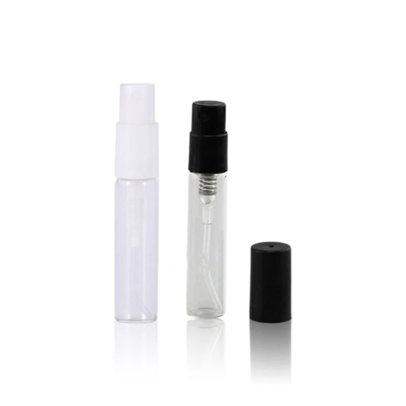 Mini Cylinder sample refillable 1.8ml 2ml 2.5ml 3ml 5ml crimp glass spray perfume bottle