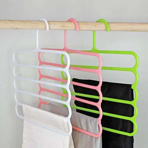 trouser rack household trouser clip wardrobe hanger hanging towel scarf storage multifunctional magic skirt drying multi-layer