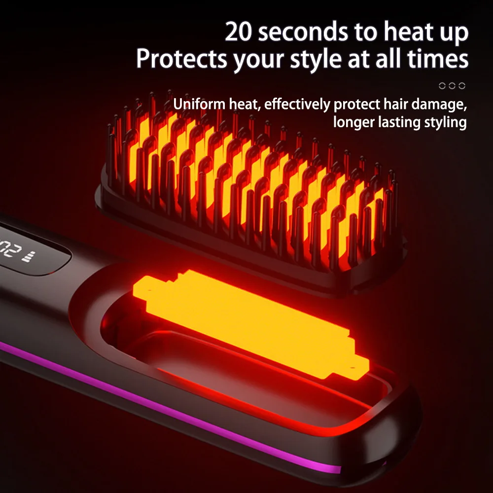 S7 ЖК-USB аккумуляторная Керамическая электрическая расческа с подогревом выпрямитель для волос Беспроводная портативная выпрямления