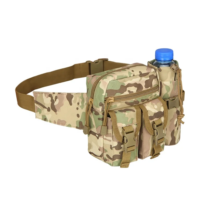 Zipper Oxford Camouflage Messenger Survival Tool Chest Bag Outdoor Sports Waist Purses For Men With Bottle Holder
