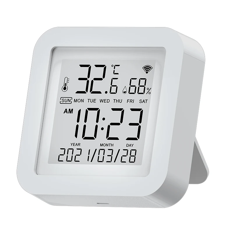 EMAF WIFI Thermometer Hygrometer Time Date Clock Temperature Humidity Instruments Household Digital Thermometers