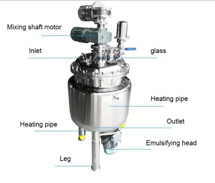 Stainless steel cosmetic cream and Lotions homogeneous emulsion mixing tank with agitator blender
