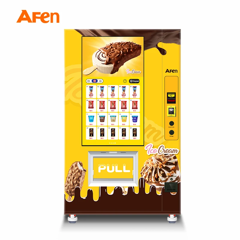 Afen Cooling System Frozen Vending Machine Dumpling Meat Ice Cream Milk Vending Machine With Coin Cashless Payment system
