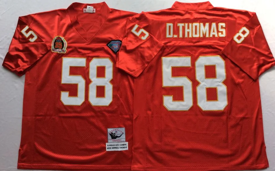 75th Vintage Retro Football 58 Derrick Thomas Jerseys 16 Len Dawson 19 Joe Montana 32 Marcus Allen Jersey