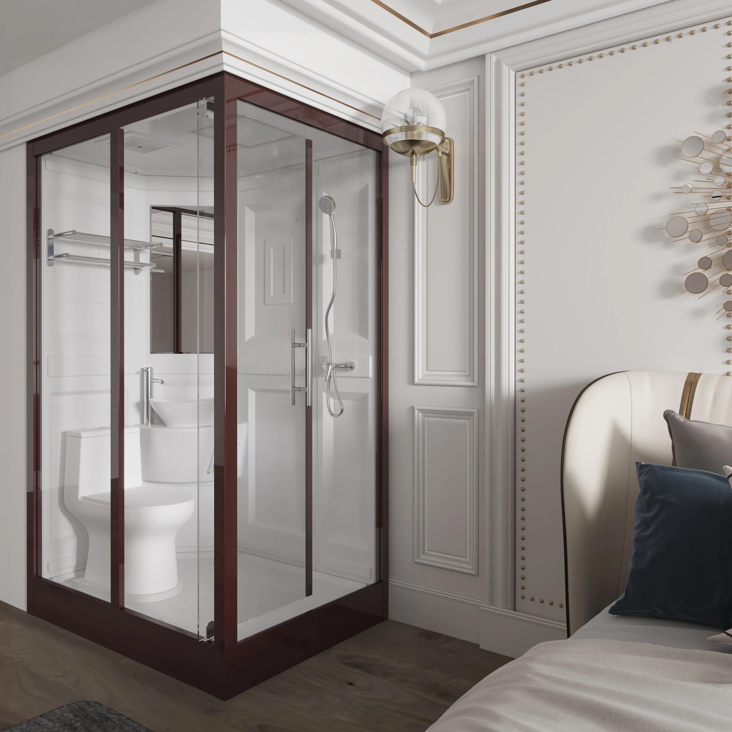 Bath Screen Tempered Glass Shower Room With Sliding Door Prefab Bathroom Pod