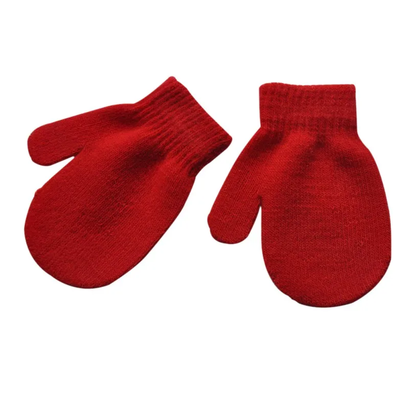 Factory Comfortable Soft Elastic Various Colors Mittens Kids Winter Warm Knitted Toddler Gloves