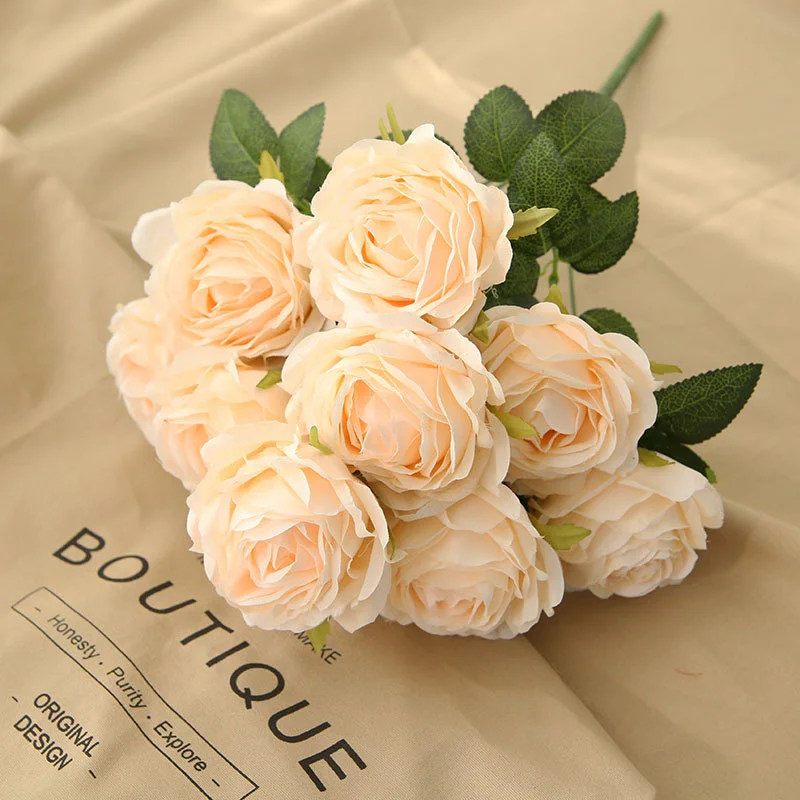 China Cheap Wholesale Wedding Decoration Realistic Real Touch Silk Rose Flores Artificiales Faux Flower Heads In Bulk