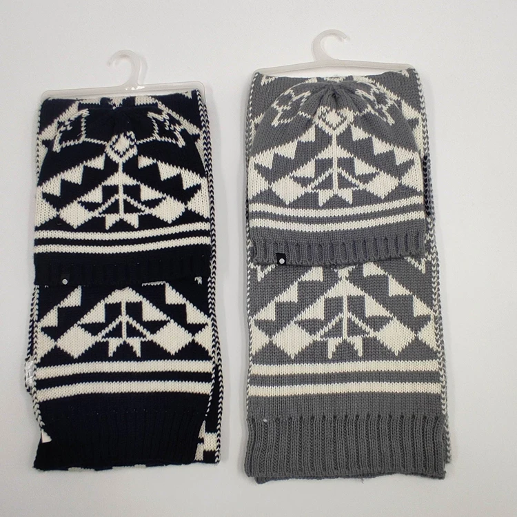 neckerchief yarn dyed winter jacquard neckerchief scout custom jacquard dot women winter hat and scarf set