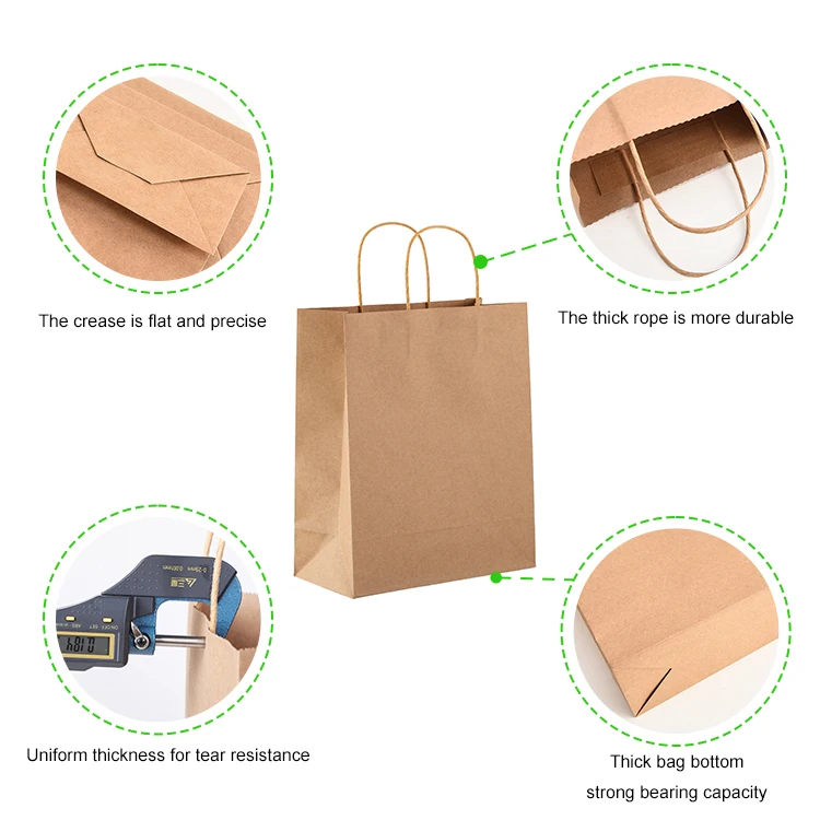 Recycled customized design kraft baking packaging toast bread paper bag for bakery cake food take away milk tea coffee