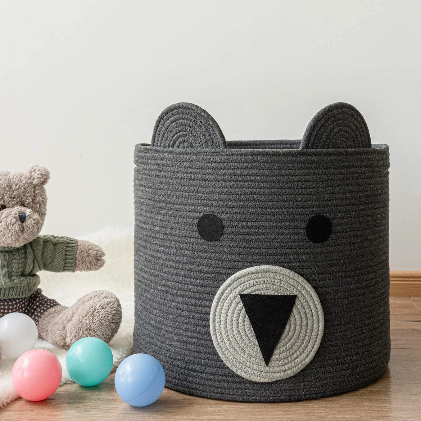 handmade woven cotton rope laundry storage basket large cotton rope basket blanket storage basket for organizing