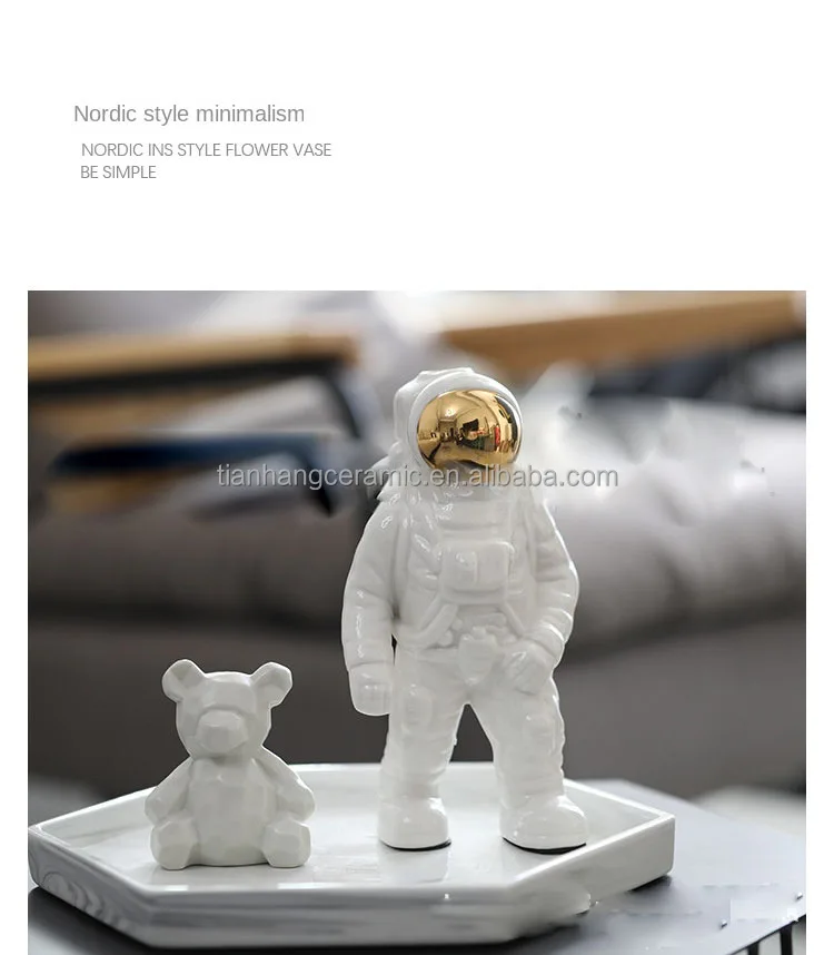 Nordic office gift spaceman model white ceramic ornaments for home decor luxury accessories .jpg