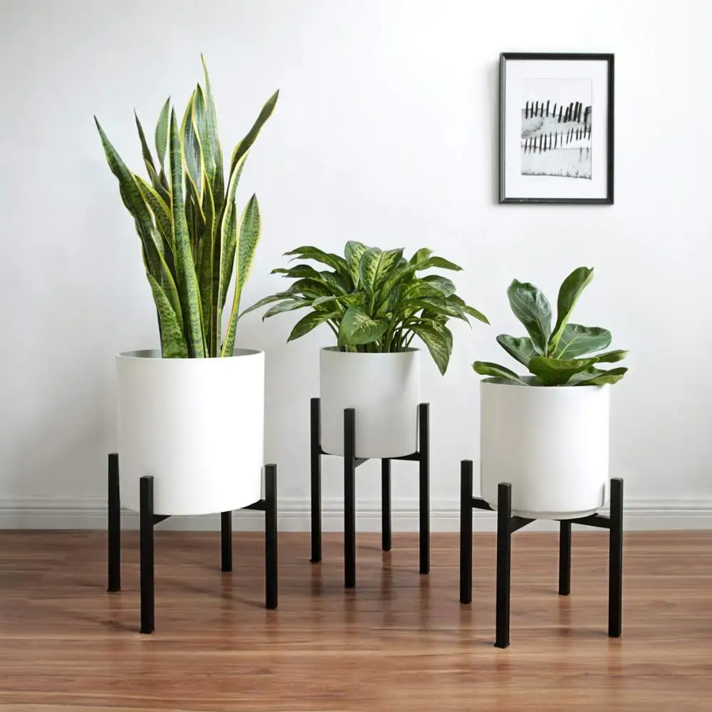 
Plant Pot Home Cheap Artificial Indoor White Garden Wholesale Iron Metal Adjustable Stand Ceramic Planters & Flower Plant Pot 