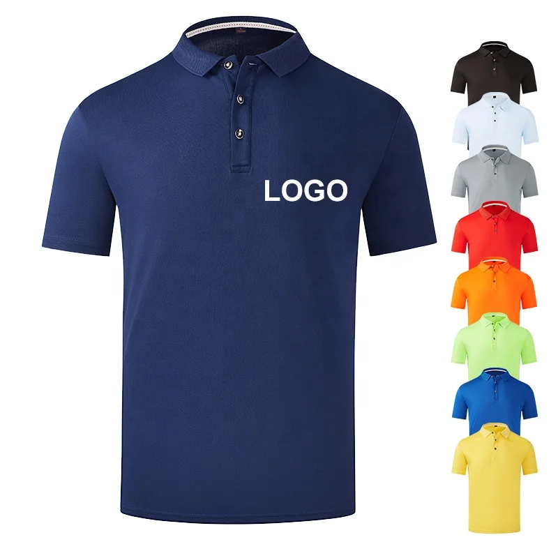 Summer Hot Selling 100% Polyester Casual Quick Dry Solid Color Men Golf Polo Shirt Custom Logo Embroidered