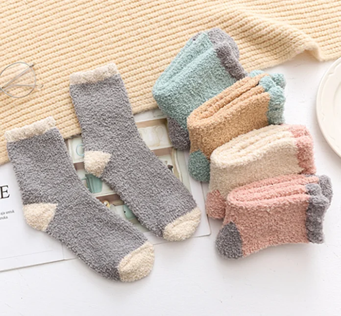 fluffy socks one size polyester custom logo animal cat paw winter ladies cosy crew fuzzy socks