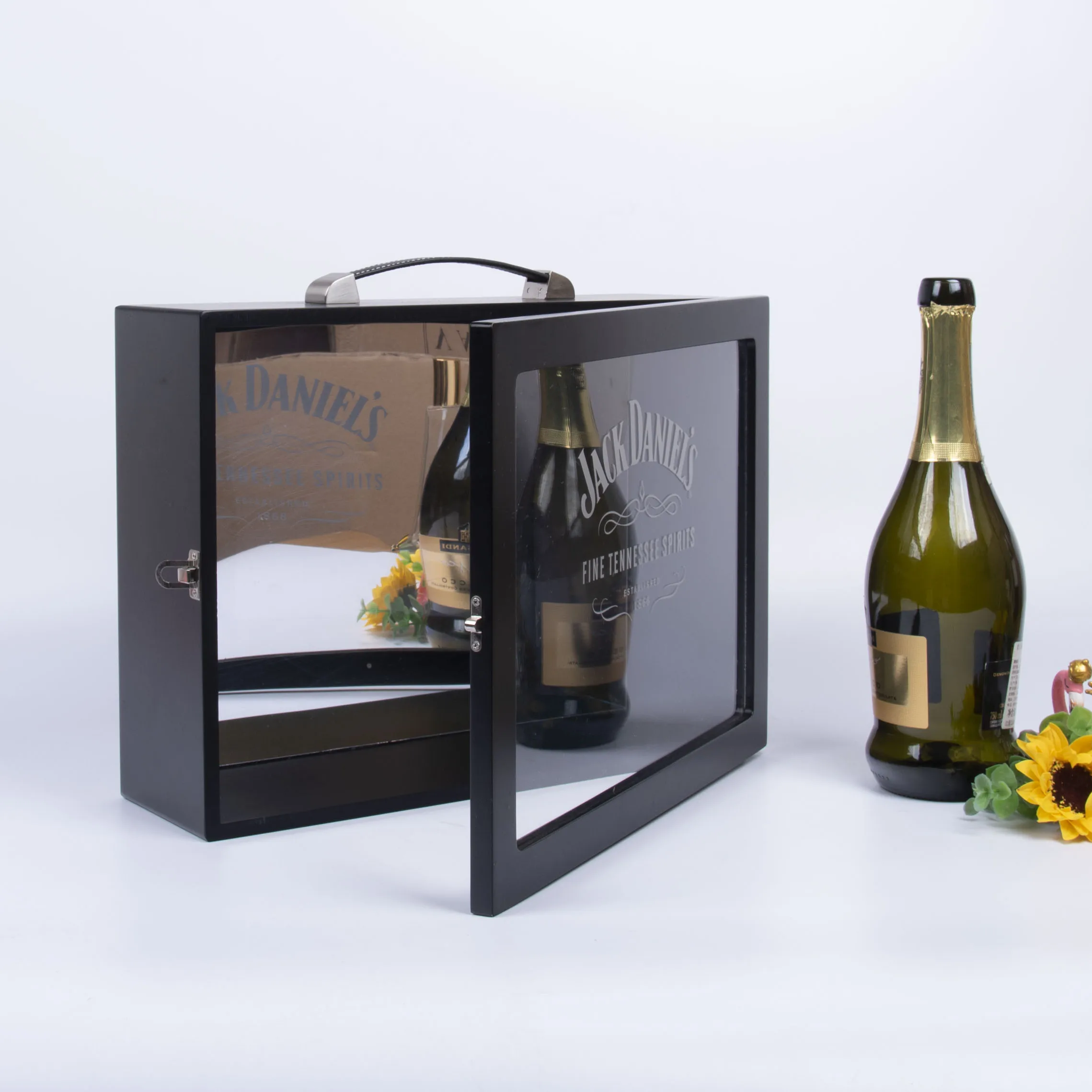 Завод OEM, деревянное большое окно, 6 бутылок, деревянная коробка для вина, прозрачная передняя сторона