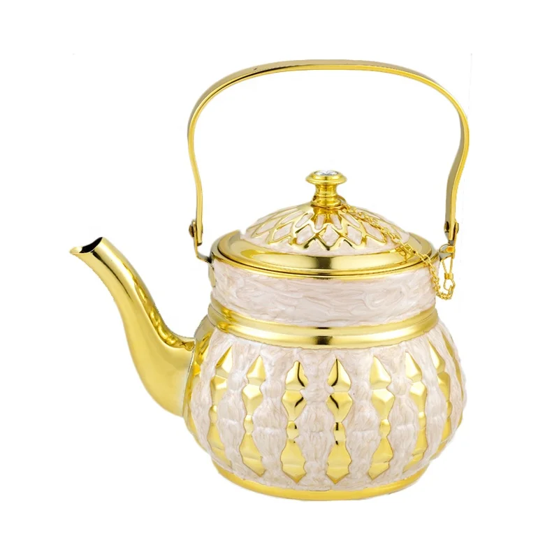 2021 New product Decorative Saudi Arabia Stainless Steel Tea Pot  Kettle Turkish Teapot 0.9/1.3/1.6/1.8L