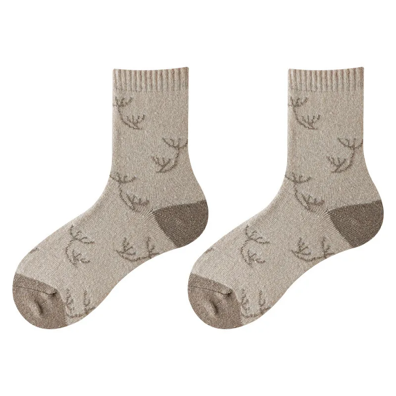 Wholesale cheap fashion camel wool socks women with custom logo