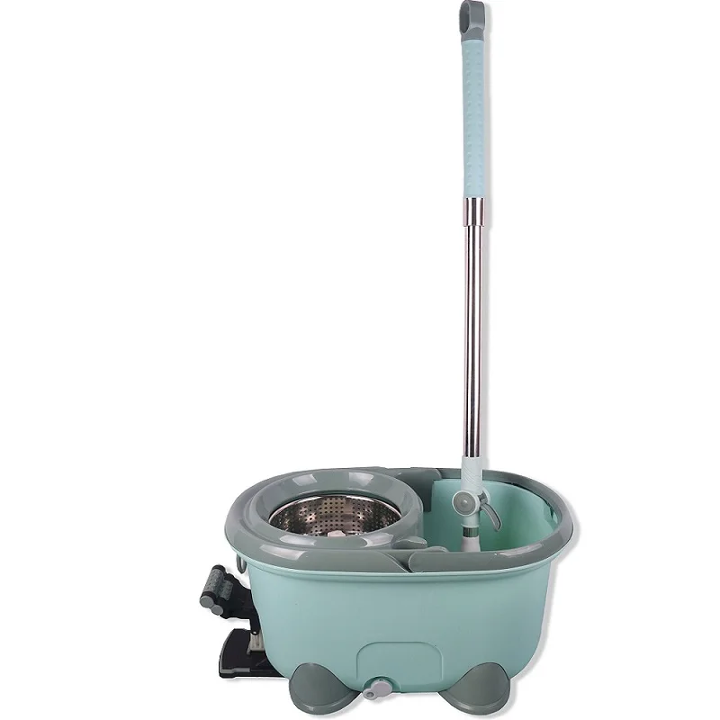 Reinforced family lengthened hand-pressed stainless steel rod stainless steel plate thickened pedal rotary mop four-drive mop