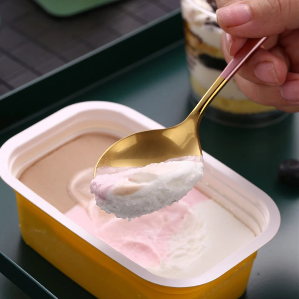 Hot Selling Colorful Handle Round Spoon Stainless Steel Round Head Soup Spoon Modern 304 Stainless Steel Spoons for Soup