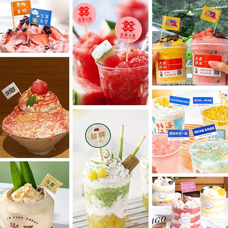custom logo sticker Birthday Party Toothpick Umbrella  Cake Flag Food Cocktail  Sandwich Hamburg Decoration Toothpick Flag
