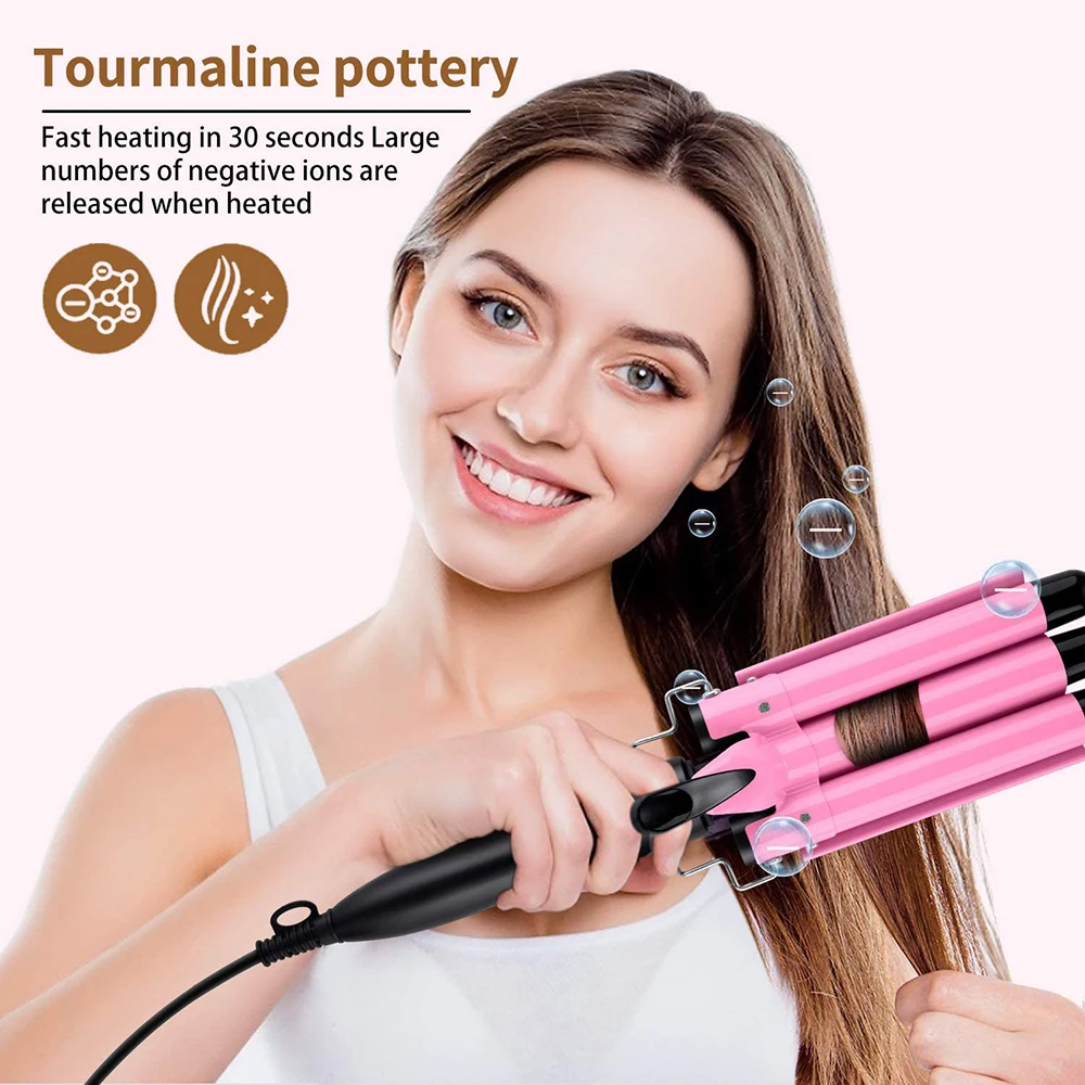 Professional Triple Barrel Auto Rotating Hair Curler Wave Curler Automatic Ceramic Hair Waver Wand Curling Iron for Curl Hair