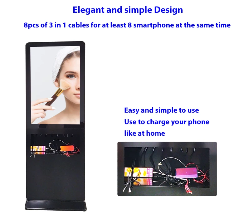 Infrared Touch Screen LCD digital signage kiosk used for Phone charging