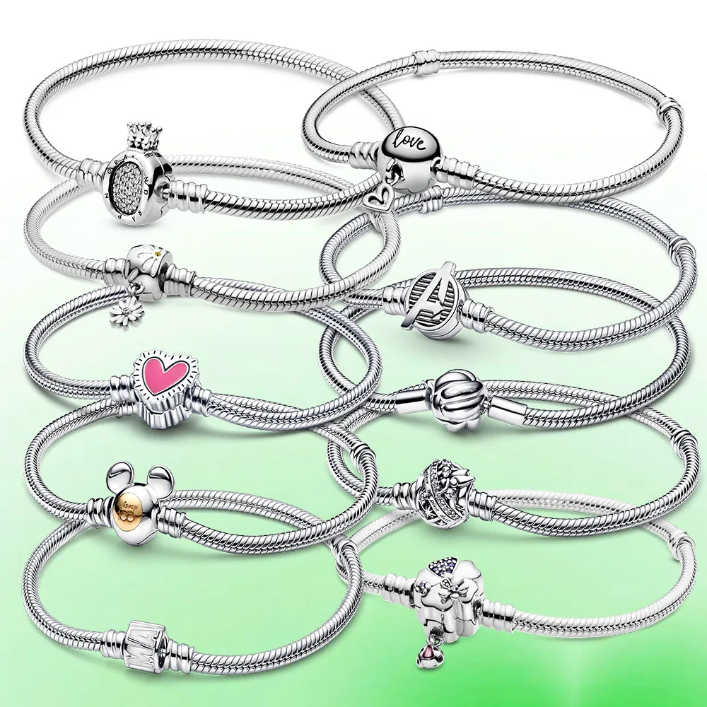 Pulsera de plata al por mayor de fabrica con cierre de plata Pulsera de mujer s925 Moments pulsera apta dora барный ящик