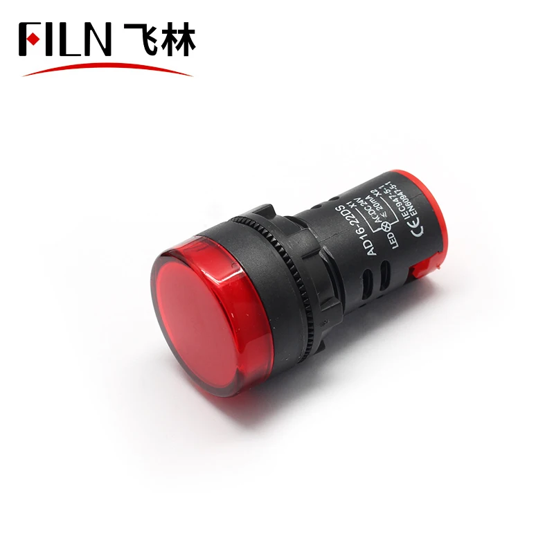 filn 22mm plastic led indicator light black shell signal lamp indicator lamp green yellow pilot lamp