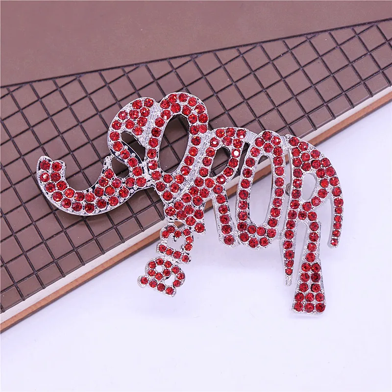 Popular College Association Animal Pin Women Dress Decoration Red Rhinestone Covered Greek Delta Elephant Soror 1913 Brooch