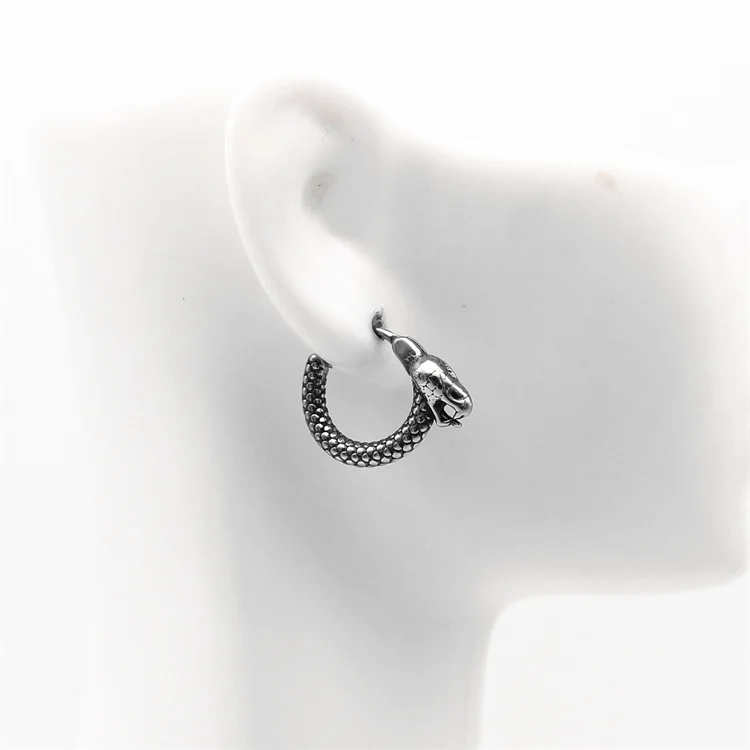 Wholesale vintage couple jewelry earring stainless steel snake hoop earrings for women men