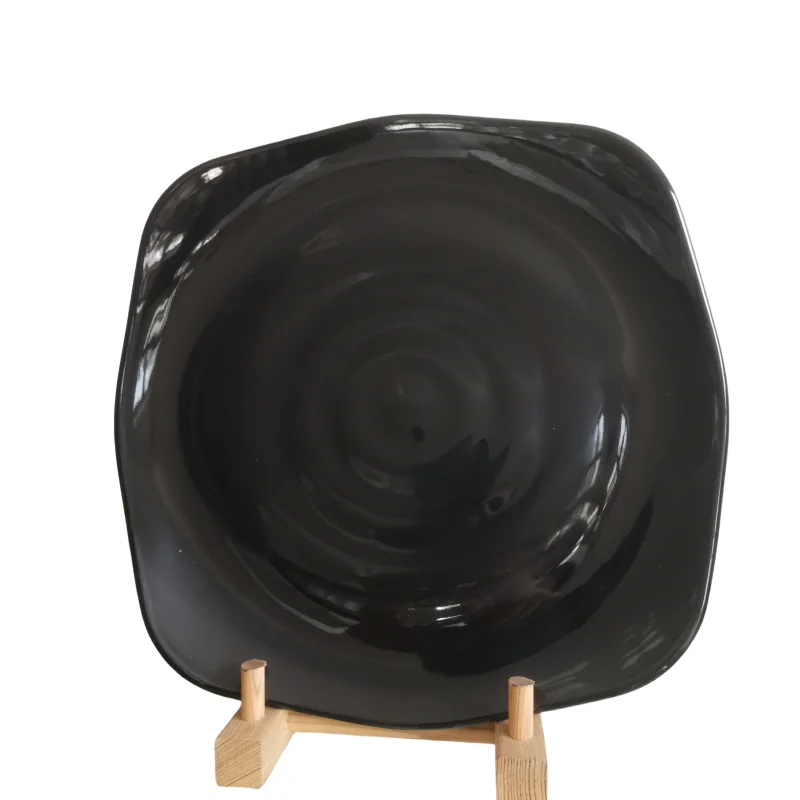 A5 Plastic melamine Black disc  frosted  tableware flat snack dish cover rice  commercial plate