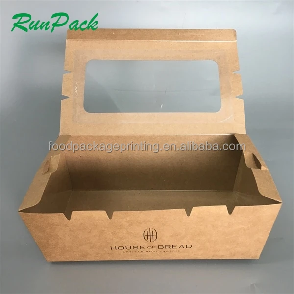 Brown kraft paper wholesale price custom fast food lunch box takeaway bento box doner kebab custom package box with logo