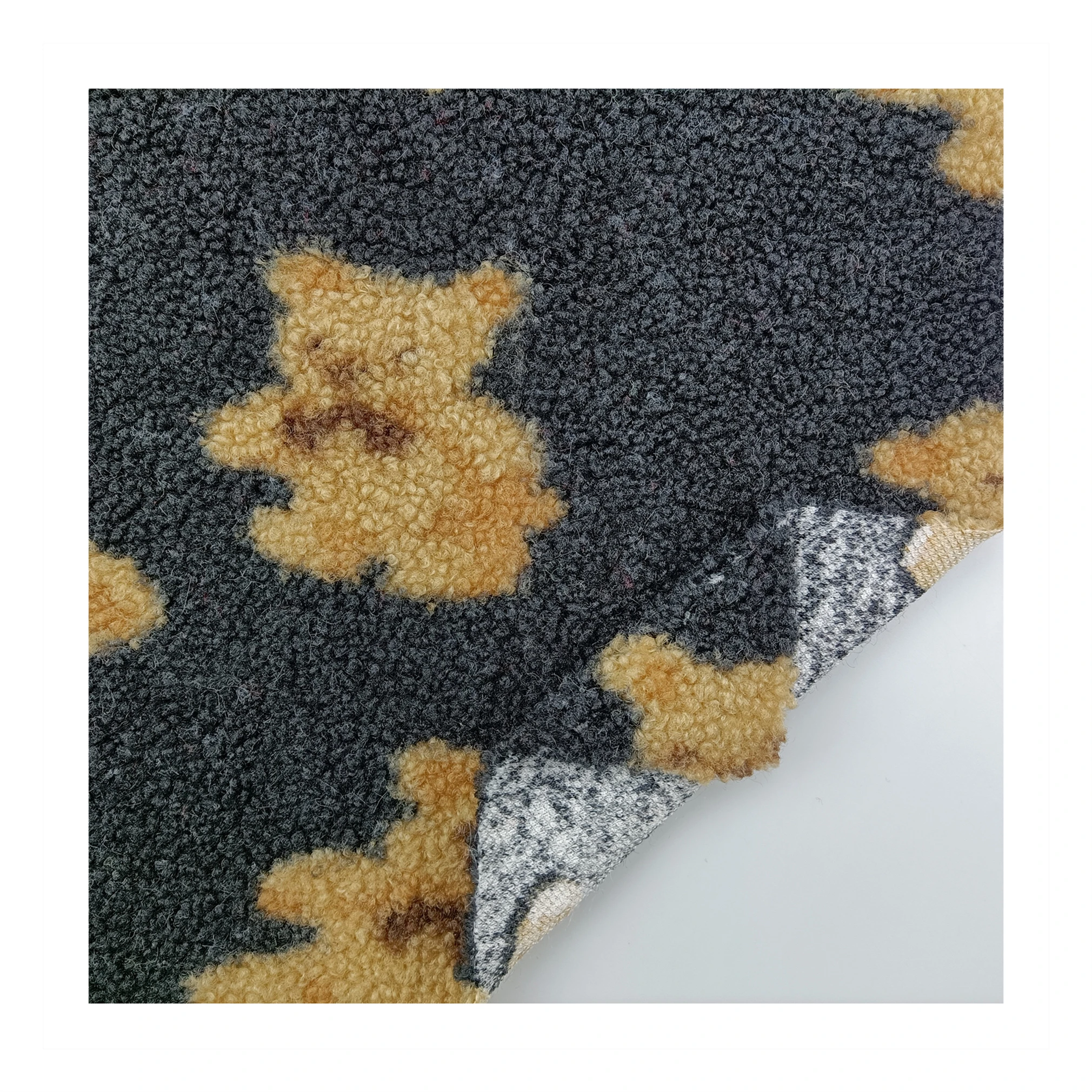 Искусственная шерстяная ткань с принтом милого медведя искусственная шерсть для пальто/шаль/меховой воротник