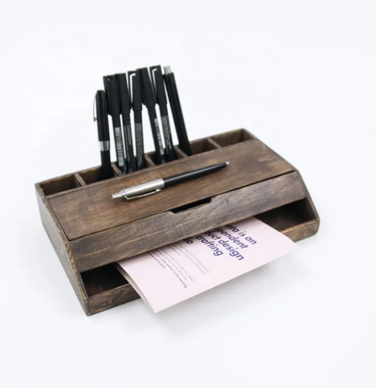 Деревенский ореховый шкаф, настольный органайзер с держателем для ручек, небольшой ящик, органайзер для макияжа (1600308477076)