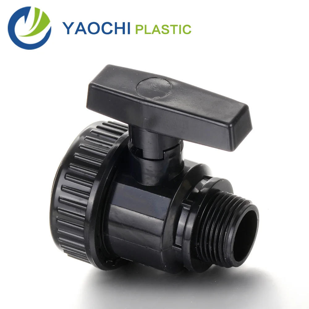 3/4 inch Black PVC thread male and female single union ball valve