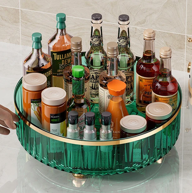 Home and kitchen rotate storage boxcontainers food storage container shelf holder spice rack Cosmetic organizer