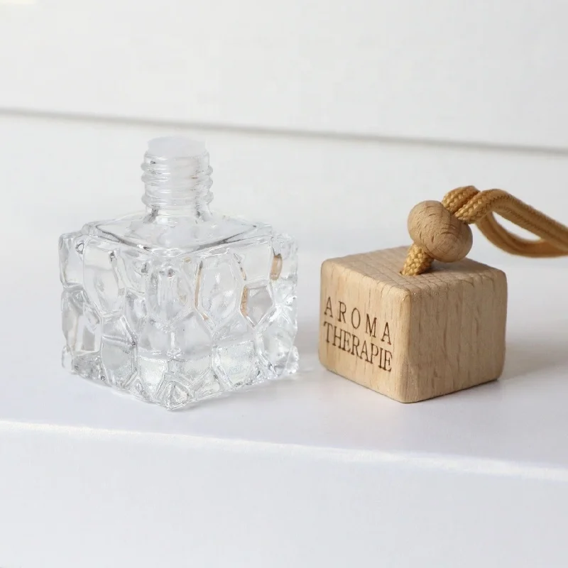 FinRu Empty Refillable Car Air Freshener Bottle Hanging Fragrance Diffuser Perfume 5ML Clear Glass Bottle Car Pendant