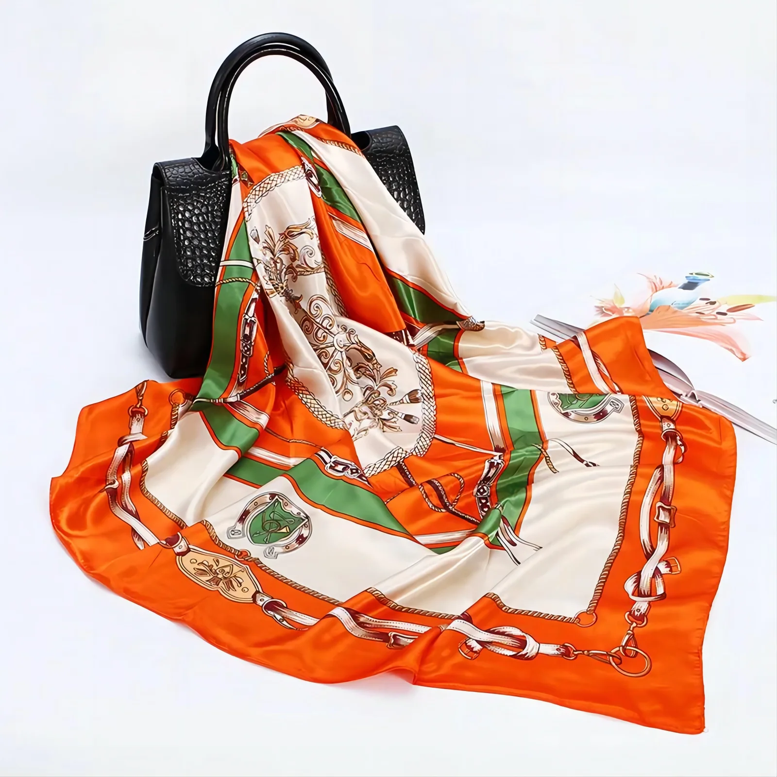 Satin Scarf Square Fashion Designer Custom Digital Print 90*90cm Polyester Office Ladies Women Silk Scarf