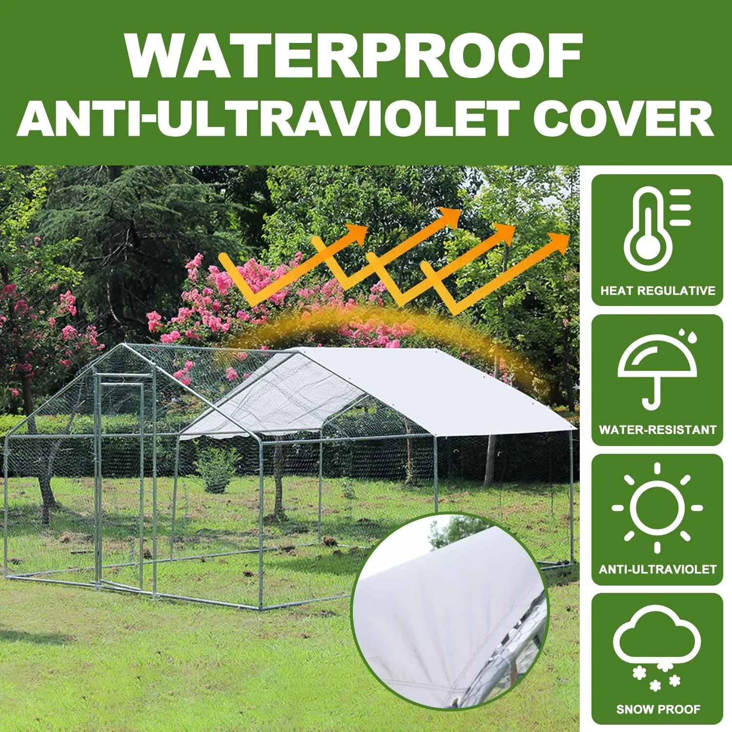 Compact Chicken Coop with Predator-Proof Fencing and Removable Roof