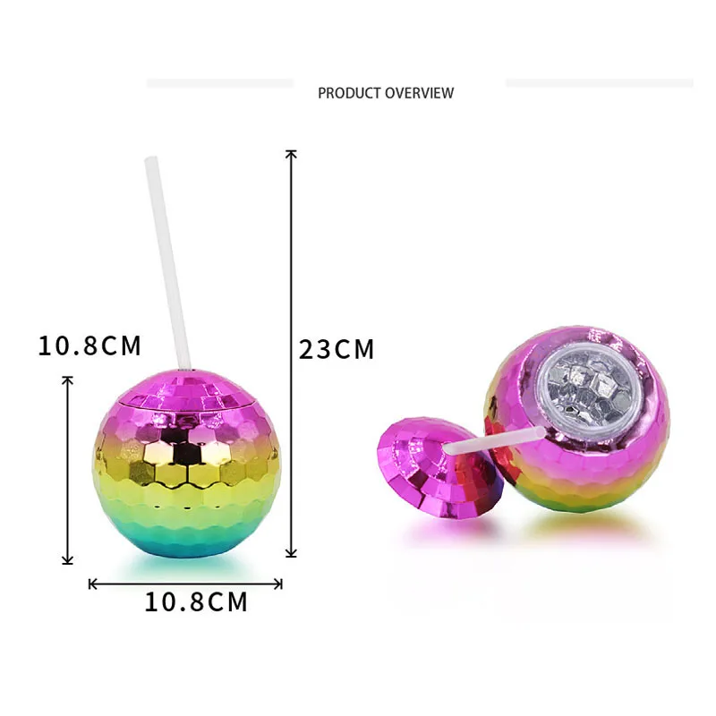 JWT Colorful Disco Ball Drinking Cup 20oz disco party cup bpa free plastic ball tumbler