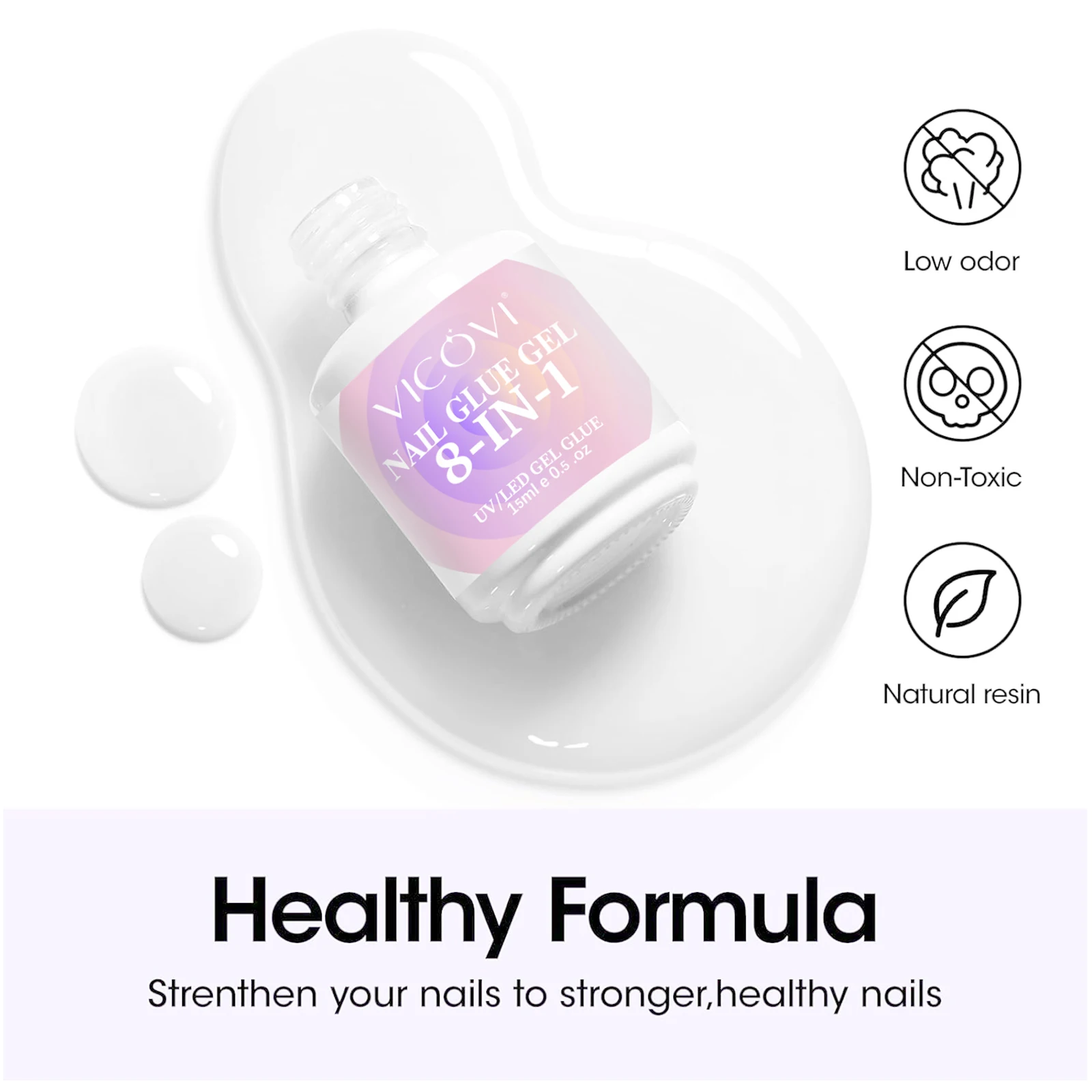 15ml Clear 8 in 1 Functional Adhesive Resin Base Coat Uv Gel Watercolor Gel Nail Extension Rhinestone Glue For Nails Gel Polish