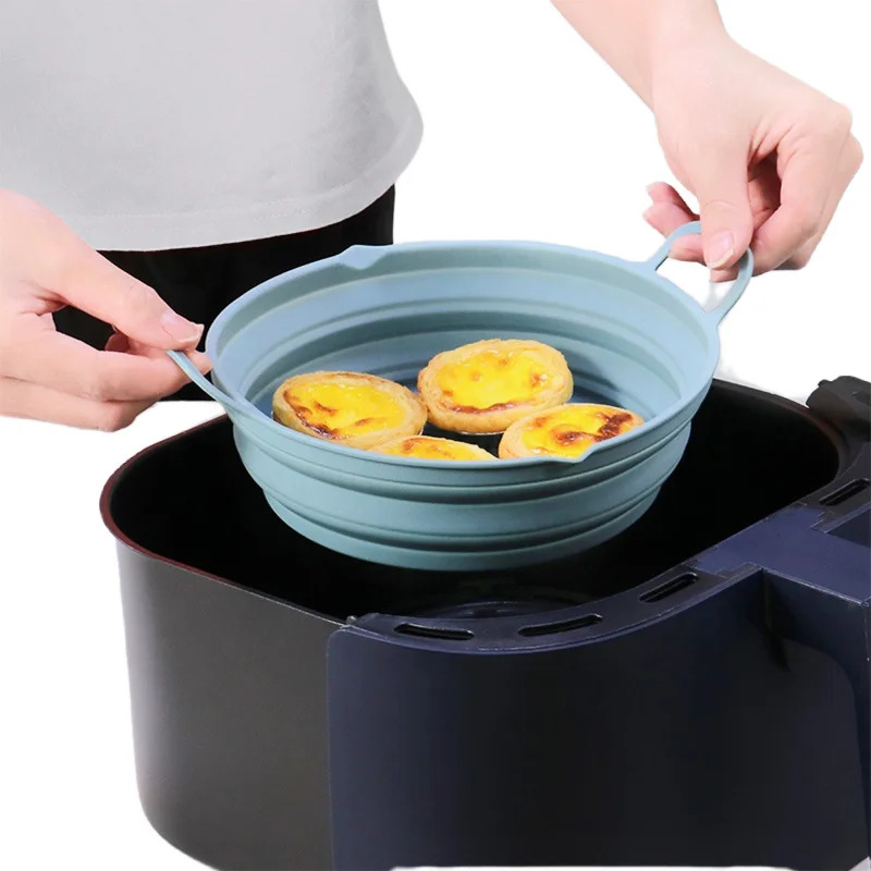 Heat-Resistant Kitchen Accessories Air Fryer Silicone Airfryer Liners Baking Tools Reusable Silicone Collapsible Oven Pot Liner
