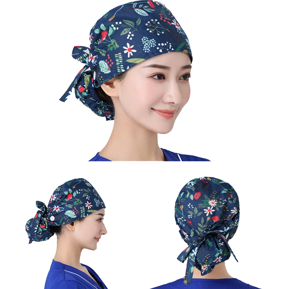 
Cotton Adjustable Pet Work Hats Dust Cap Nursing Cap Elastic Ponytail Caps 