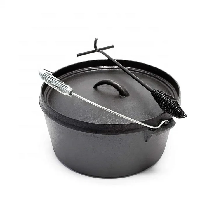 4.5QT Cast Iron Metal Type And Metal Material Cooking Set Dutch Oven Fusion Pot For Camping